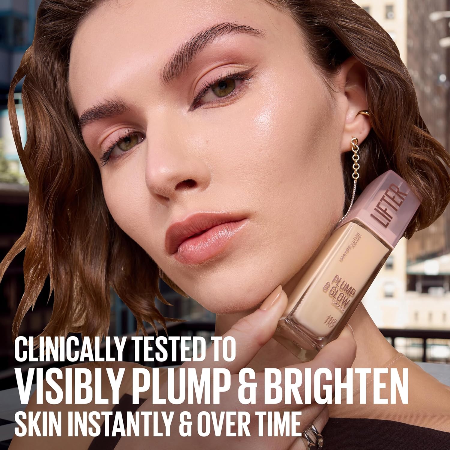 Maybelline Lifter Plump & Glow Foundation, Liquid Foundation with 2% Niacinamide + Hyaluronic Acid, Plumping and Brightening Face Makeup, 112, 1 Count - Image 6