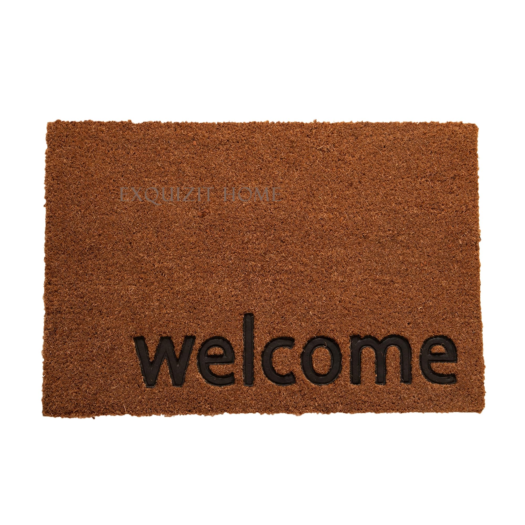EXQUIZIT HOME® Heavy Duty Coir Door Mat 40x60cm – 15mm Thick Natural Coconut Fibre Doormat, Non Slip Indoor Outdoor Welcome Mat for Front Door, Porch & Garden Entrance (Welcome Rubber)