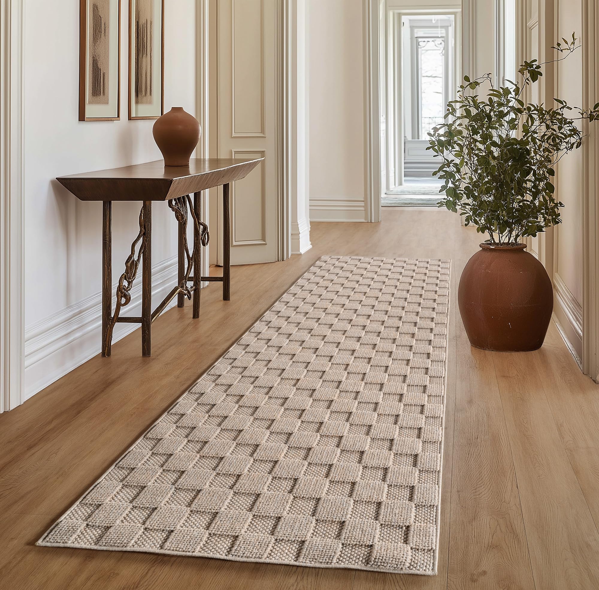 SIMPEX Läufer Beige 80x250, Bouclé Skandi-Look für Moderne, warme Wohnräume, weich & pflegeleicht im Alltag ideal für Wohnzimmer, Essbereich & Schlafzimmer