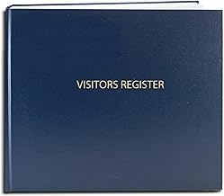BookFactory Visitor Log Book Visitor Register Visitors Sign-in Book - 120 Pages, 8 7/8'' x 7'' - Blue Cover, Section Sewn Hardbound (Made in USA)