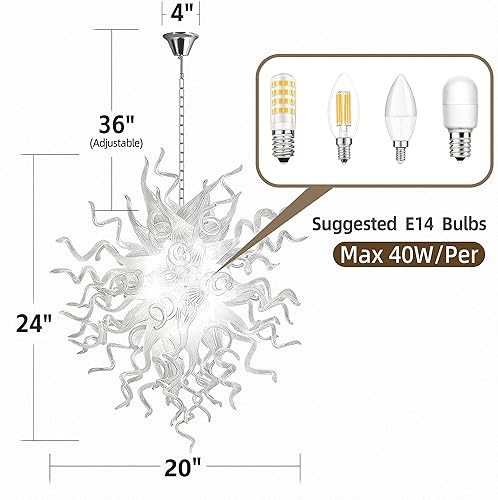 Miniatura 9 de Longree Candelabros de lujo modernos de cristal soplado a mano lámpara de techo colgante para dormitorio sala de estar comedor