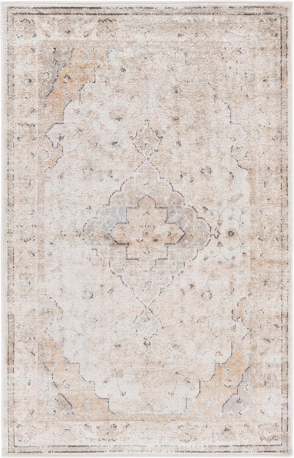 SAFAVIEH Atlas Collection Accent Rug - 2'7" x 4', Ivory & Beige, Vintage Oriental Distressed Viscose Design, Ideal for High Traffic Areas in Entryway, Living Room, Bedroom (ATL986A)