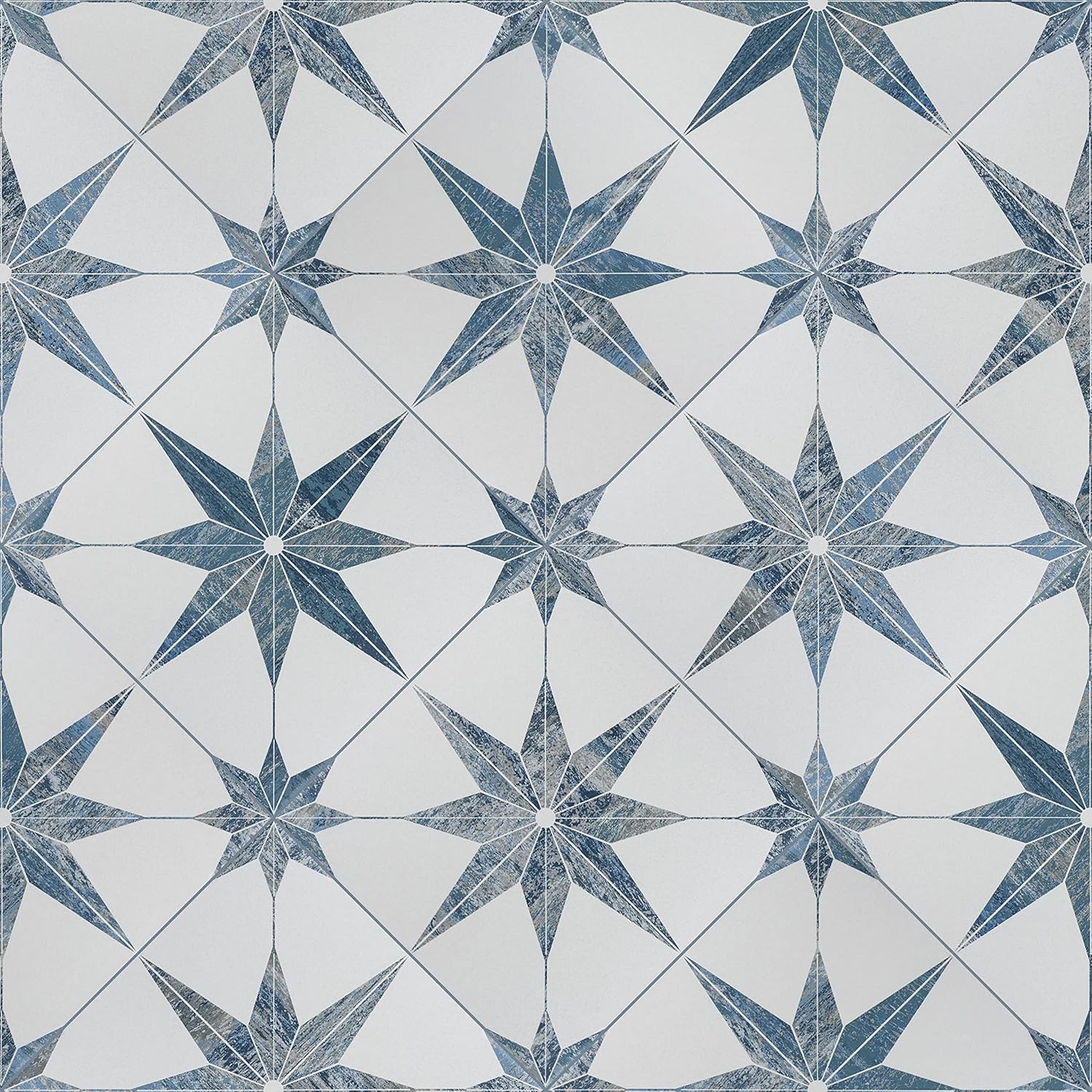 Cassis Stella Blue Porcelain Patterned Wall and Floor Tile