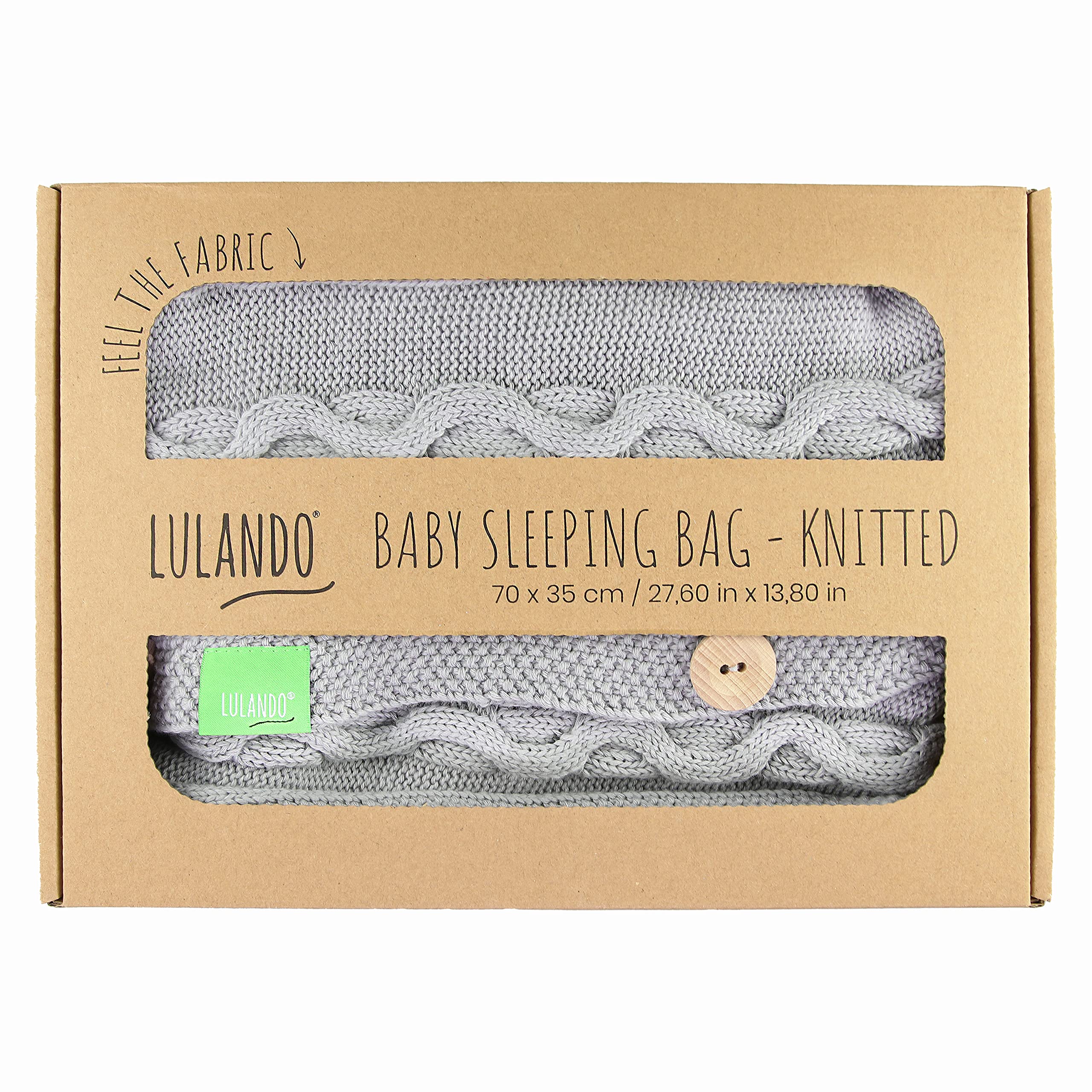 Lulando Gestrickter Schlafsack, Baumwollgarn, Babyschlafsack,70 cm x 35 cm, grau Baby