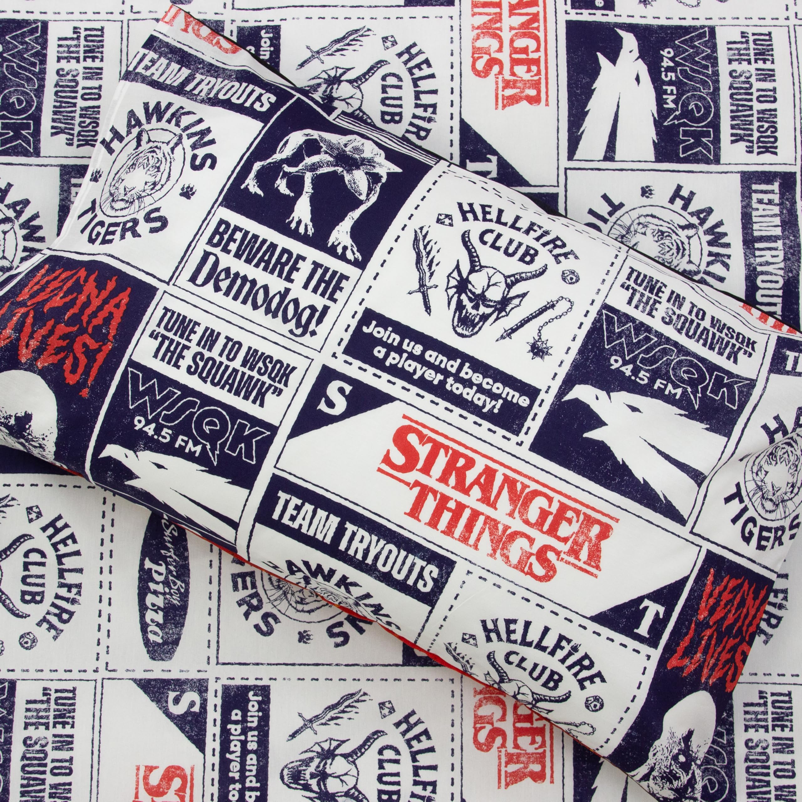 Stranger Things Juego de Funda Nórdica Individual con Diseño de Llamas con Licencia Oficial, Ropa de Cama Reversible de 2 Caras Que Incluye Funda de Almohada a Juego, para Dormitorio Infantil