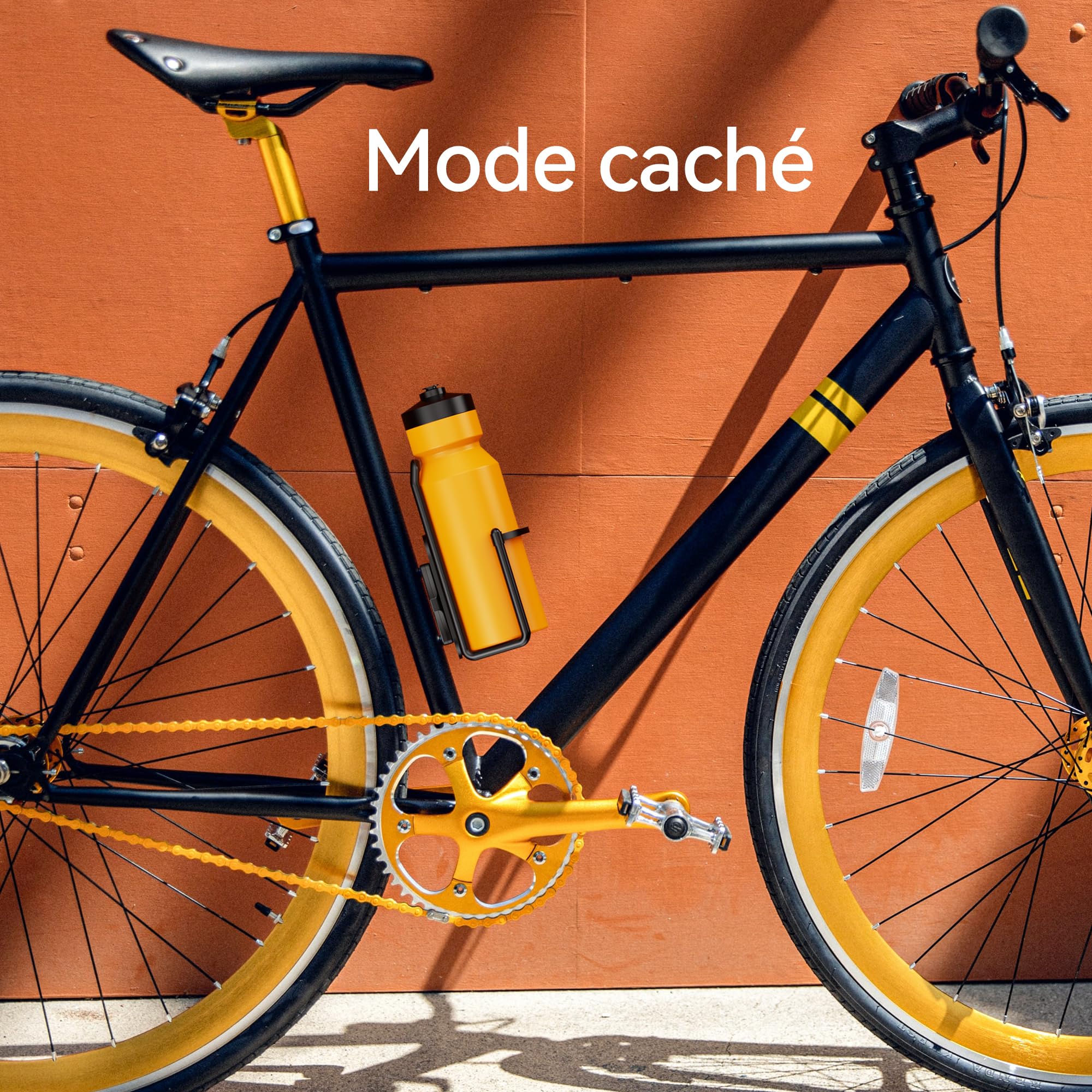 CITYWAY Support imperméable pour vélo AirTag, caché sous le porte-bouteilles, vis de sécurité, antivol, sécurité discrète (noir)
