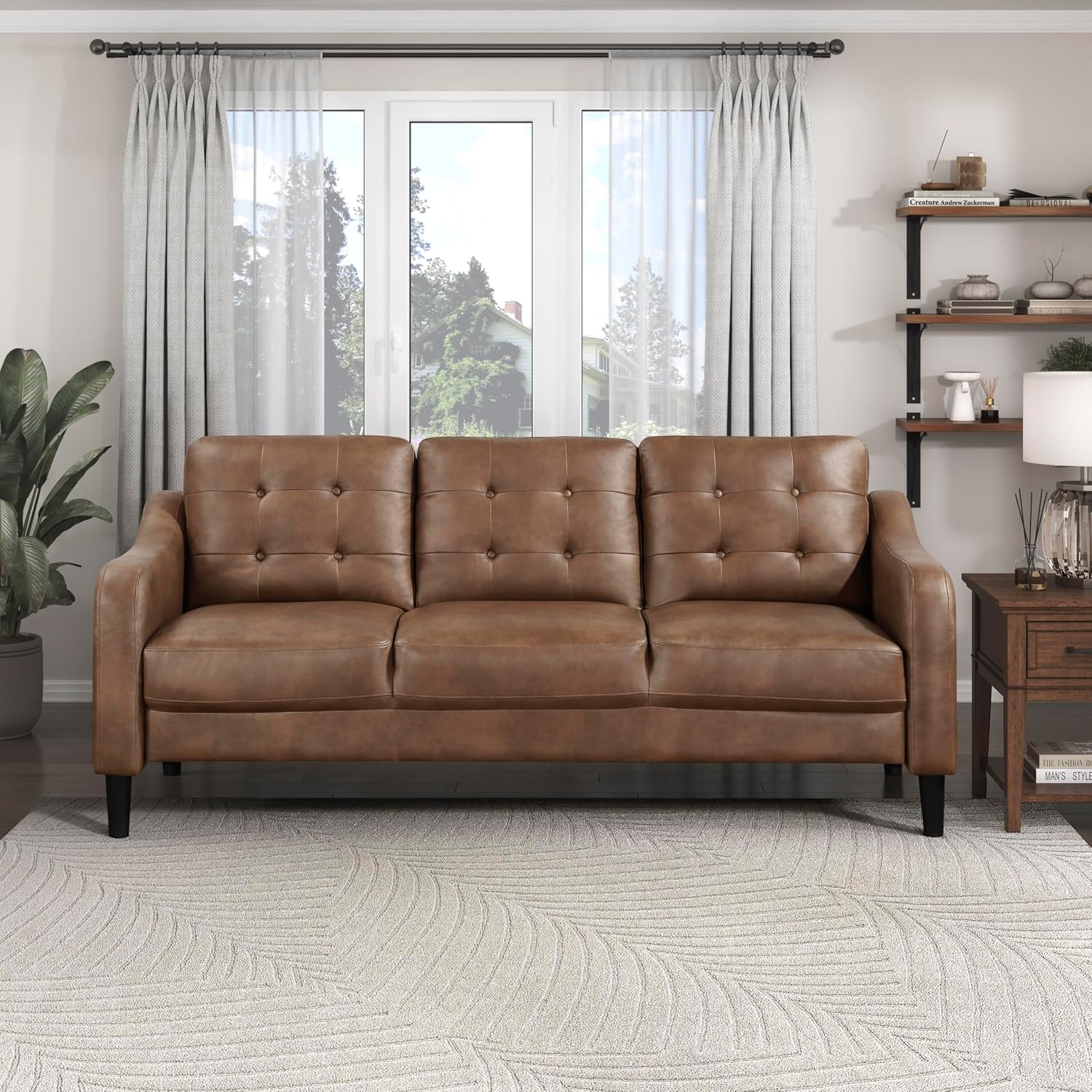 Lexicon Barolo Polished Microfiber Living Room Loveseat, Brown