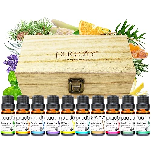 Miniatura 8 de PURA DOR Juego de 16 aceites esenciales orgánicos de 03fl oz caja de regalo de madera Sweet16 100 puro grado terapéutico aromaterapia para difusores