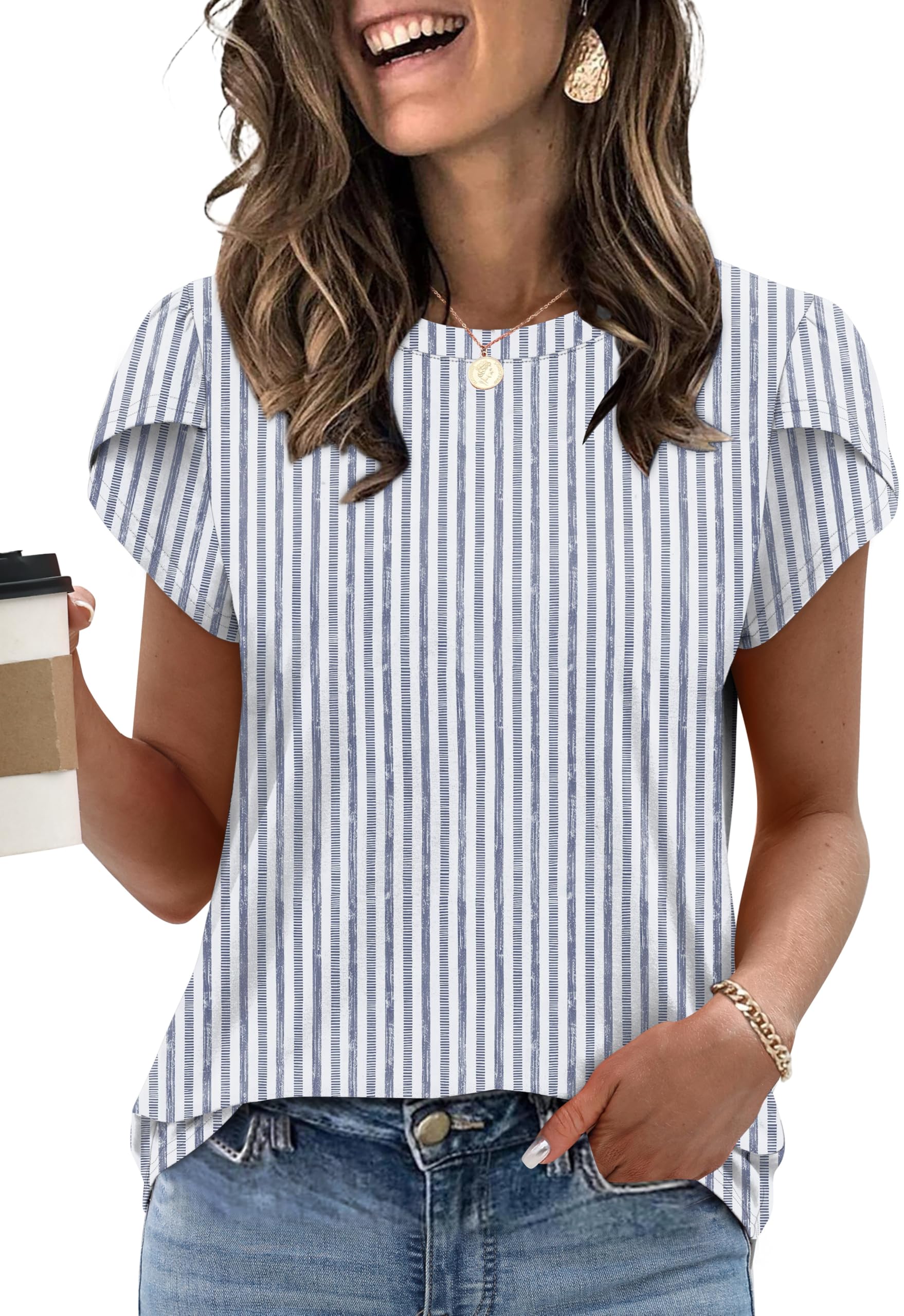 OFEEFAN Womens Summer Tops Dressy Casual Blouses Short Sleeve Shirts for Women Business Casual Beach Vacation Outfits OEKO-TEX STANDARD 100