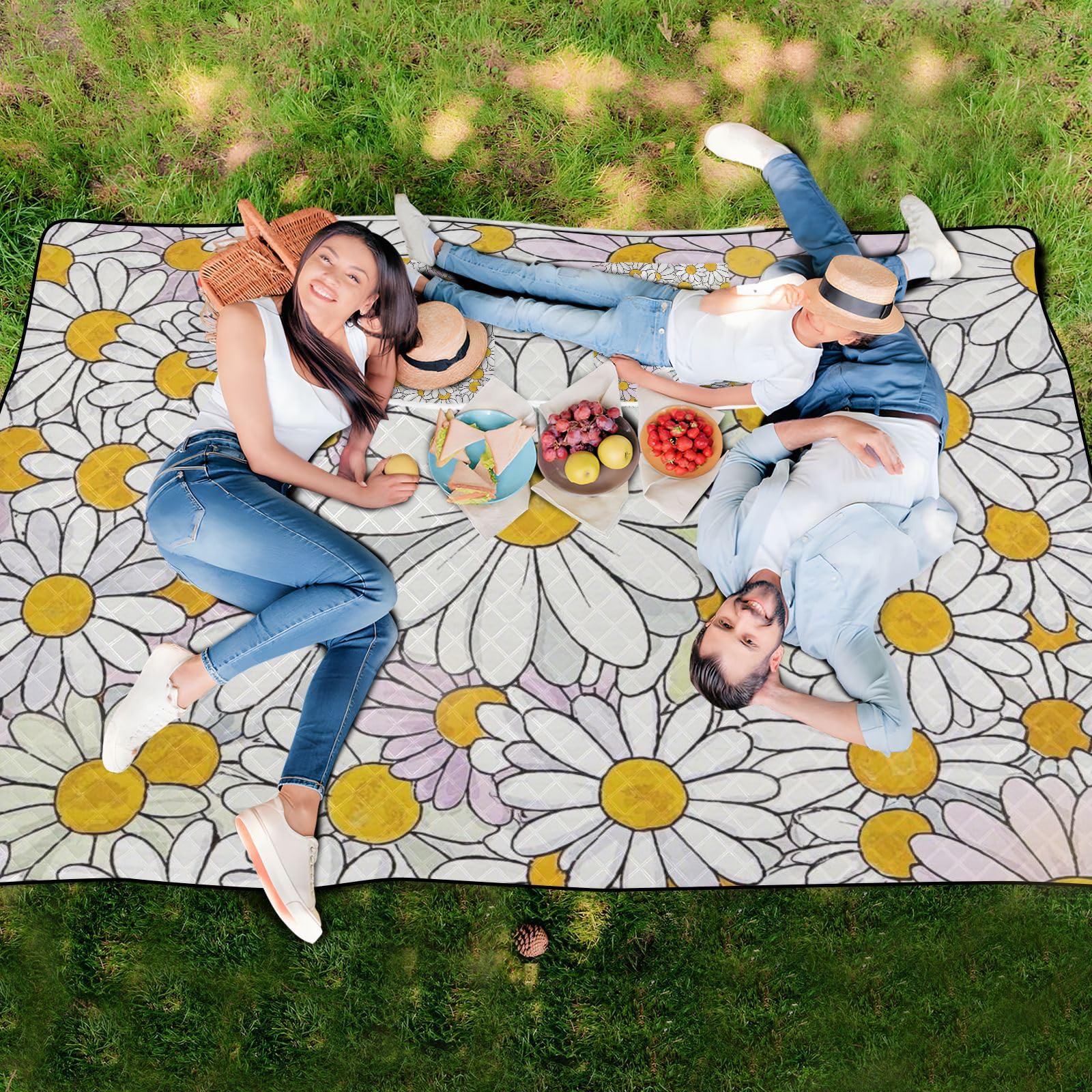 Carino Del Fumetto Fiore Margherite Impermeabile Parco Coperta XXL Al chiuso Spiaggia Picnic per Outdoorsy Persone Regali di Primavera de Playa