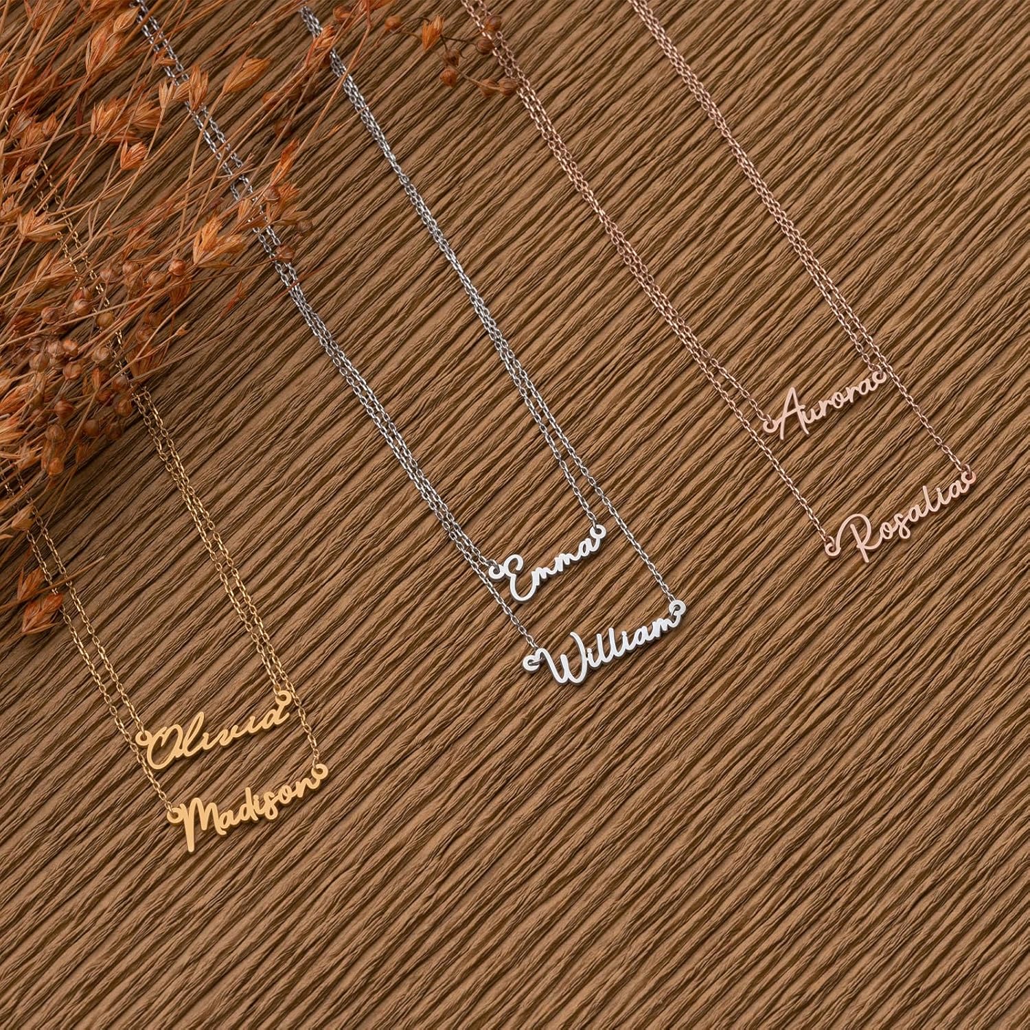 14K Gold Plated Custom Name Necklace for Women - Name Necklace Personalized Jewelry for Her - Gift for Mother's Day