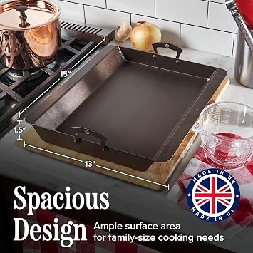 Classic Cuisine Pre-Seasoned Iron Roasting Pan, Made in UK, 15 x 13