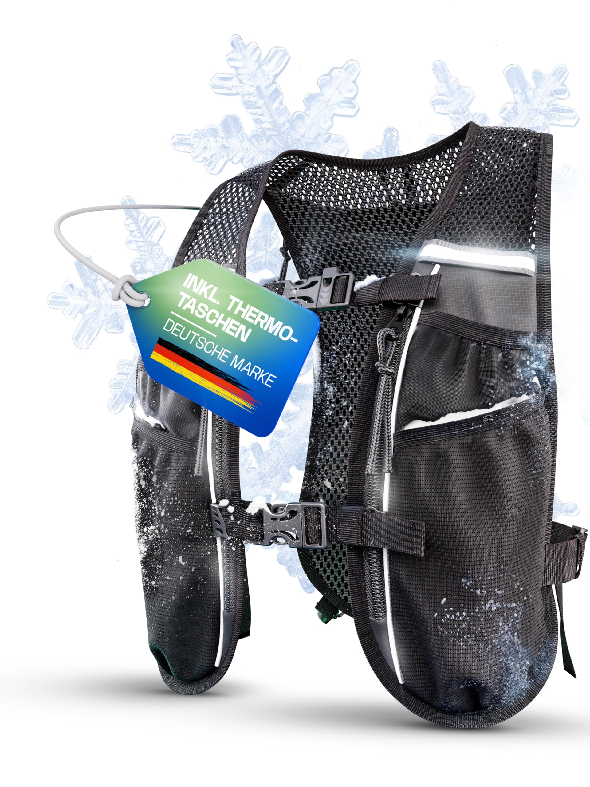 SASMO® Gilet de course pour homme et femme 5 l/2 l - Ultra léger et respirant - Sac à dos de course pour femme - 8 poches - Gilet de course pour homme - Gilet d'hydratation pour la course à pied