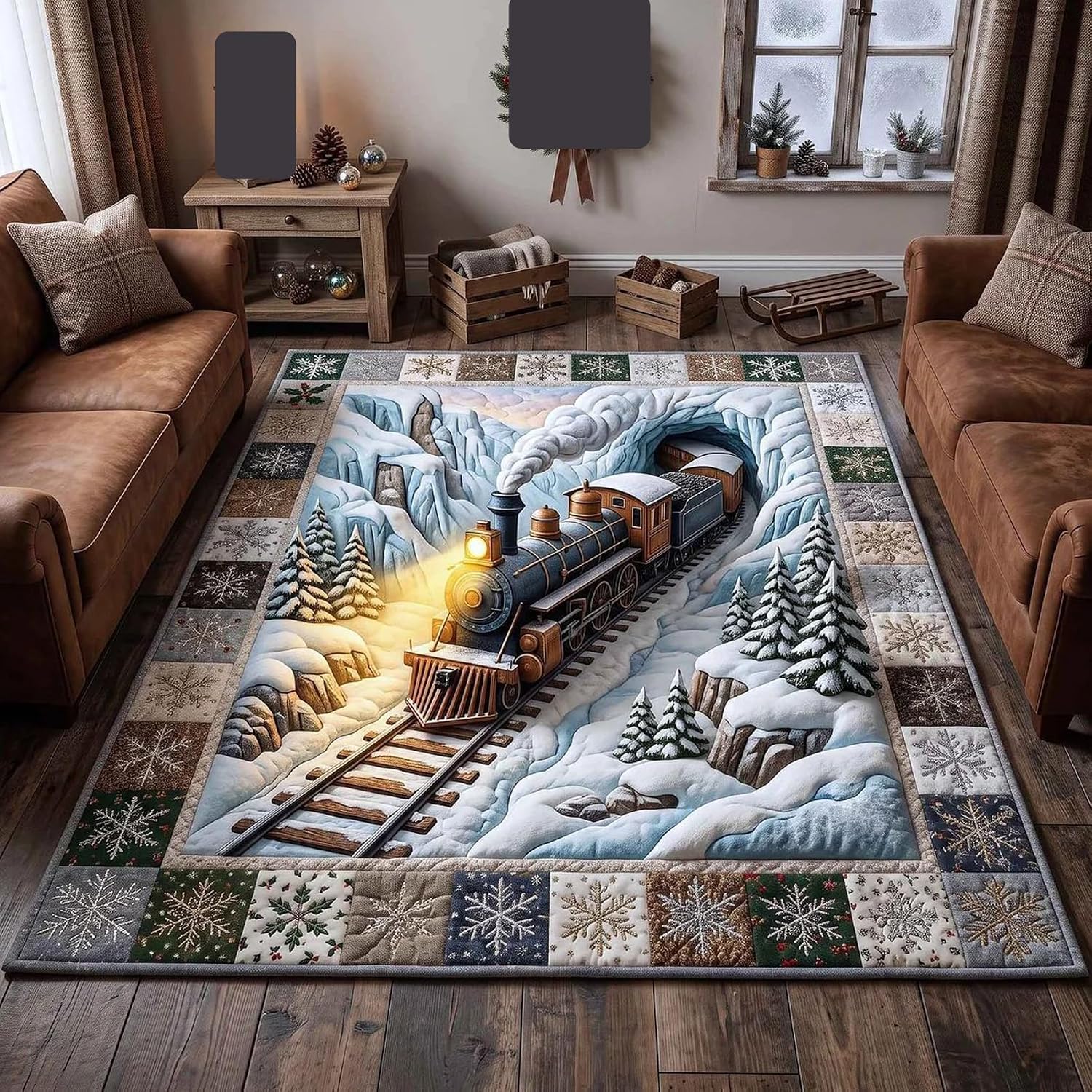 Amazon.com: Christmas 8x10 Area Rug, 3D Christmas Round Rug, Optical ...