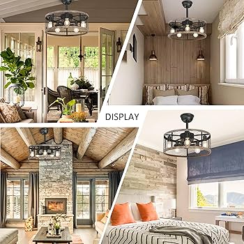 Amazon.com: Ohniyou 20'' Caged Rustic Farmhouse Ceiling Fan