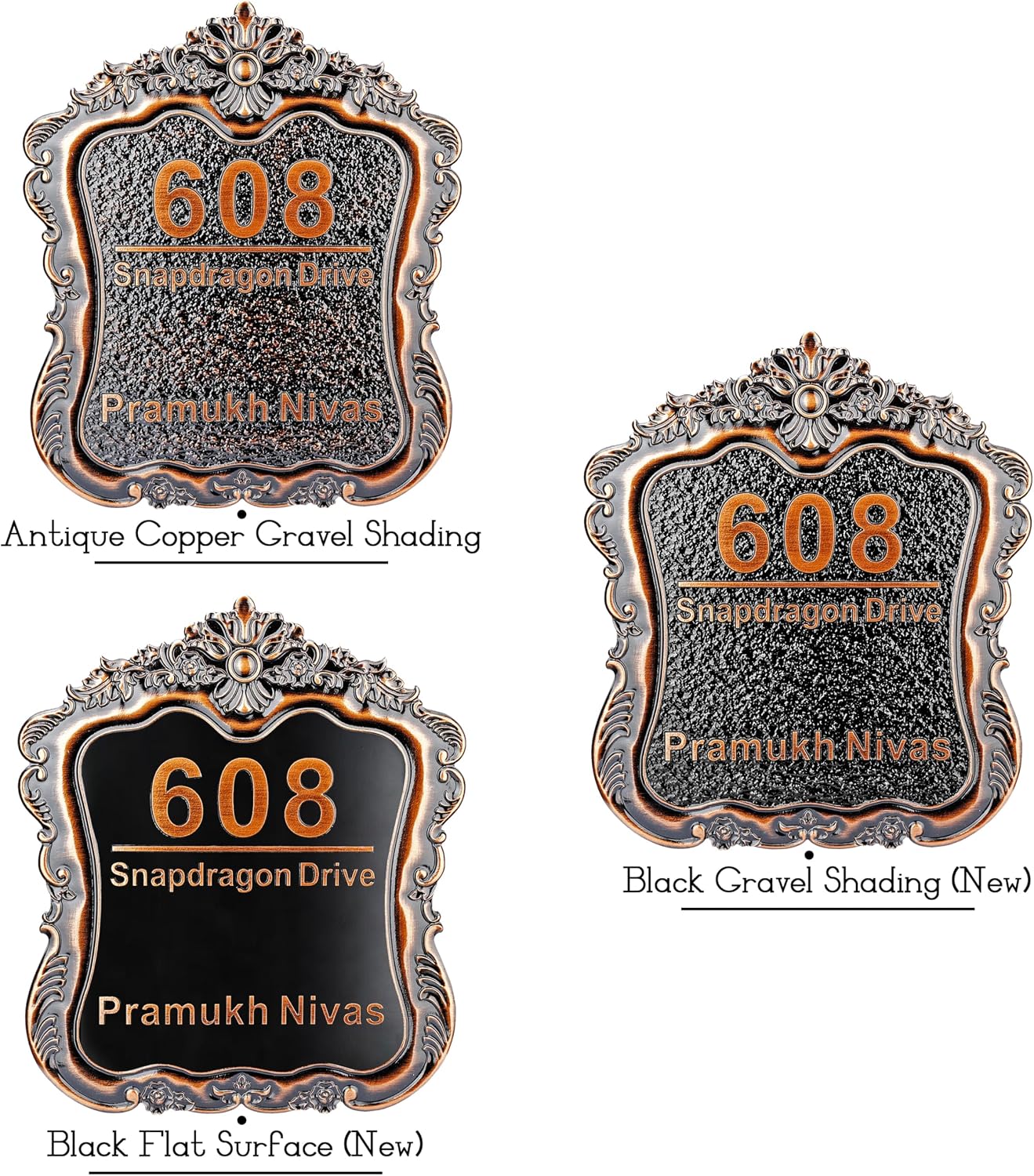 Personalized House Address Plaque 12" Cast Numbers for Outside Custom Street Name Address Sign Plate Vintage for Mailbox Door Room Classic Wall Outdoor Antique Copper