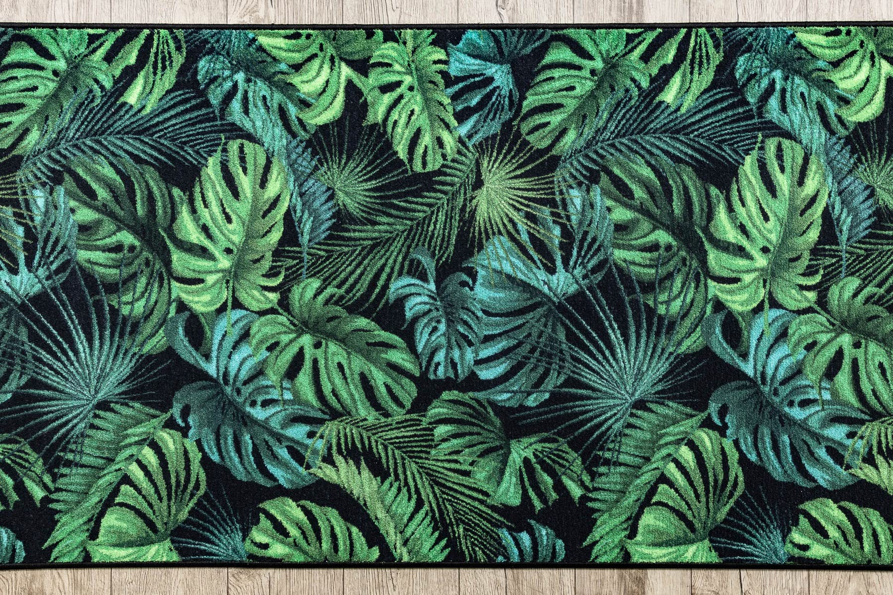 rugsx Läufer Antirutsch Monstera Laub, Gummi grün 67x190 cm