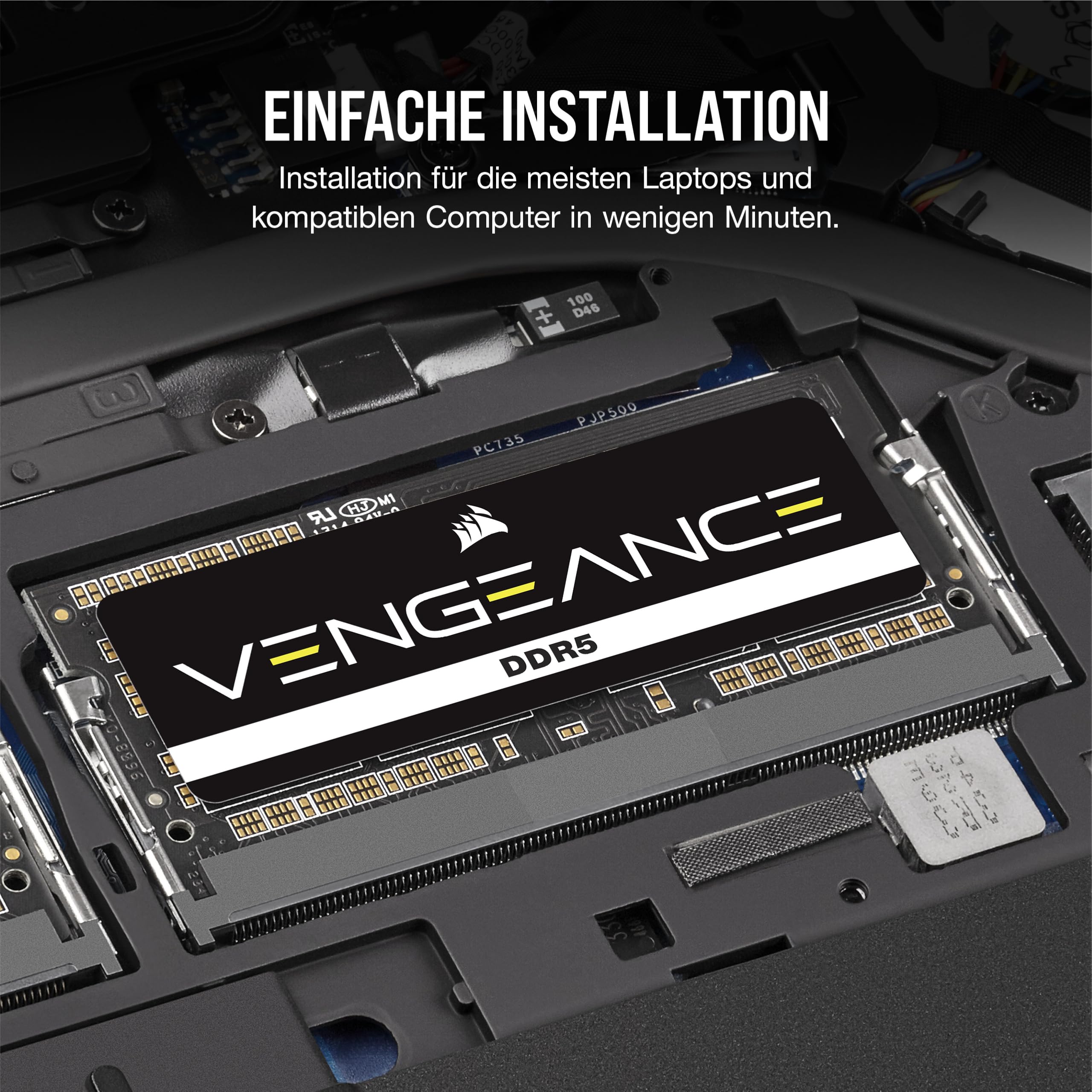 CORSAIR VENGEANCE SODIMM DDR5 RAM 32GB (2x16GB) Bis zu 5600MHz CL48-48-48-90 1.10V Intel XMP 3.0 Laptop-Speicher – Schwarz (CMSX32GX5M2A5600C48)