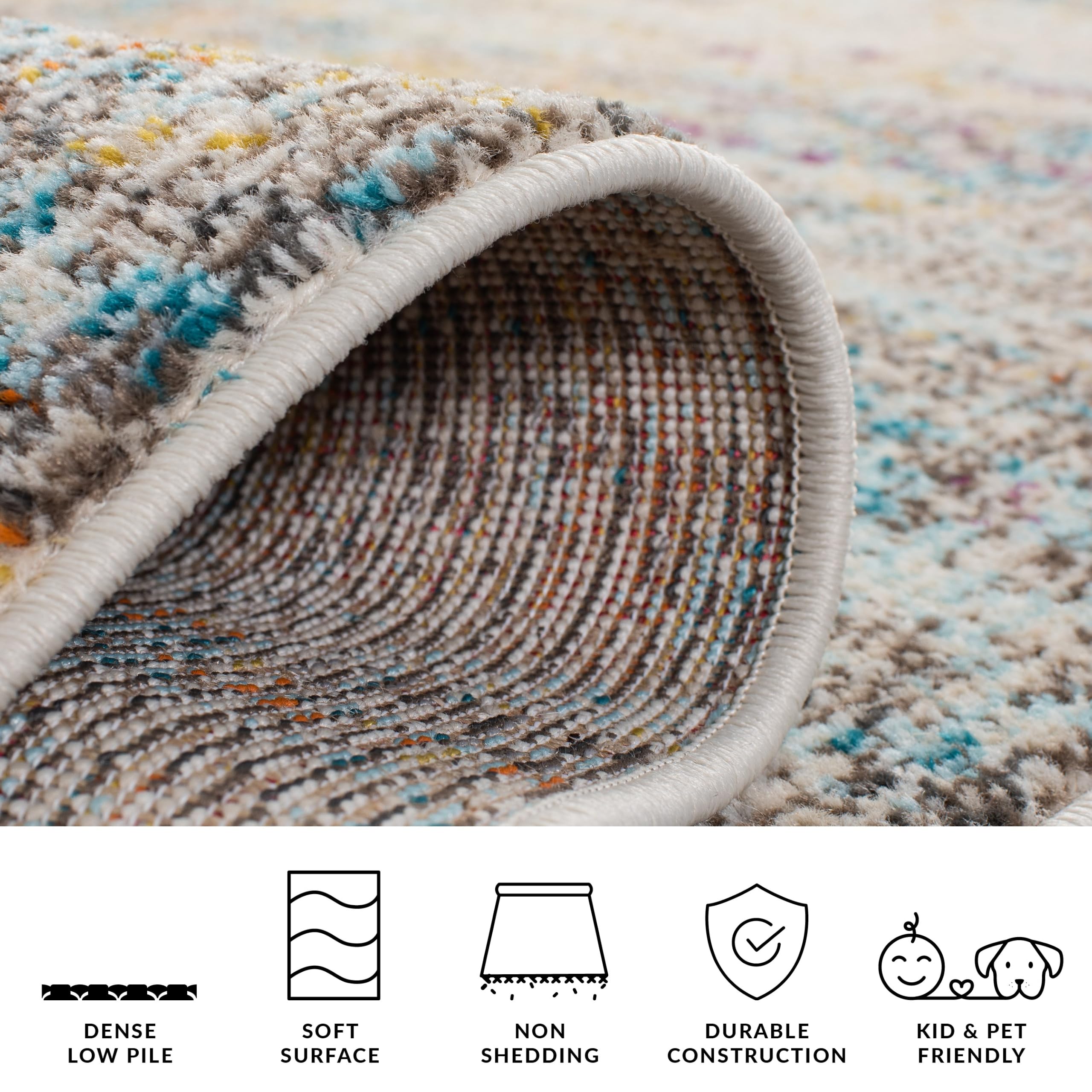 SAFAVIEH Tapis Boho pour Salon, Salle à Manger, Chambre à Coucher - Madison Collection, Tapis à Poil Court, Gris et Or, 122 X 183 cm