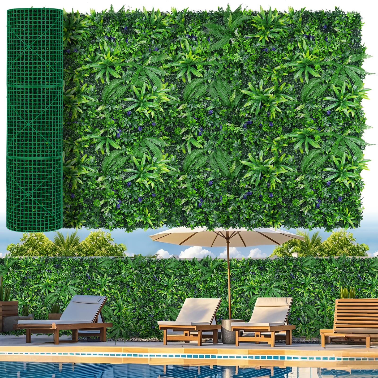 Photo 1 of Grooy Artificial Boxwood Roll Panels, Grass Wall Panels 60"x140"(58 SQFT), Privacy Hedge Fence Screen with UV Protection, Fake Greenery Backdrop for Indoor Wedding and Outdoor Garden Backyard
