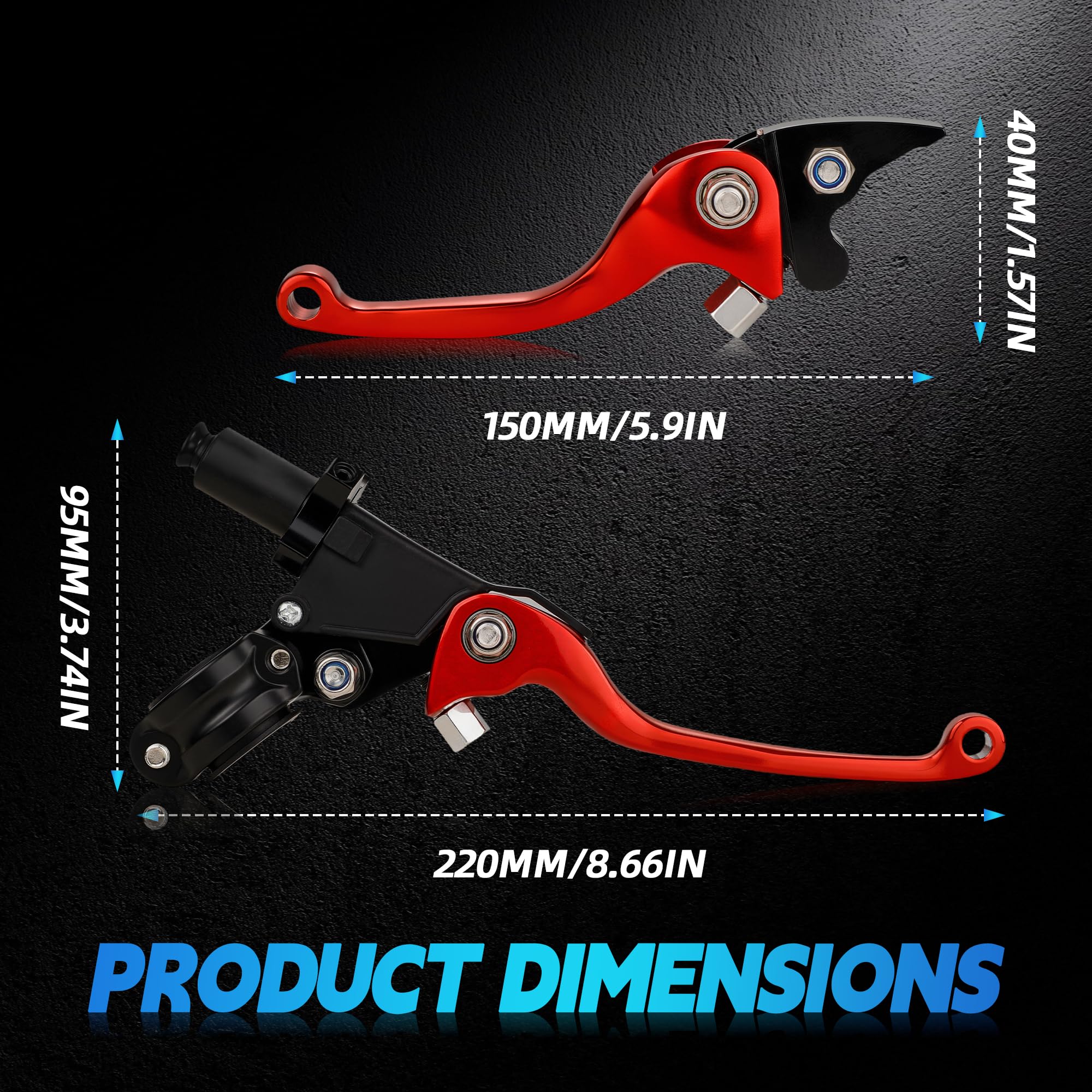 Leva frizione freno pit bike 1 coppia 7/8" 22mm alluminio forgiato pieghevole per 50CC-150CC CRF XR 90/110/125/140/150cc Pit Dirt Bike ATV Mini Bike Rosso