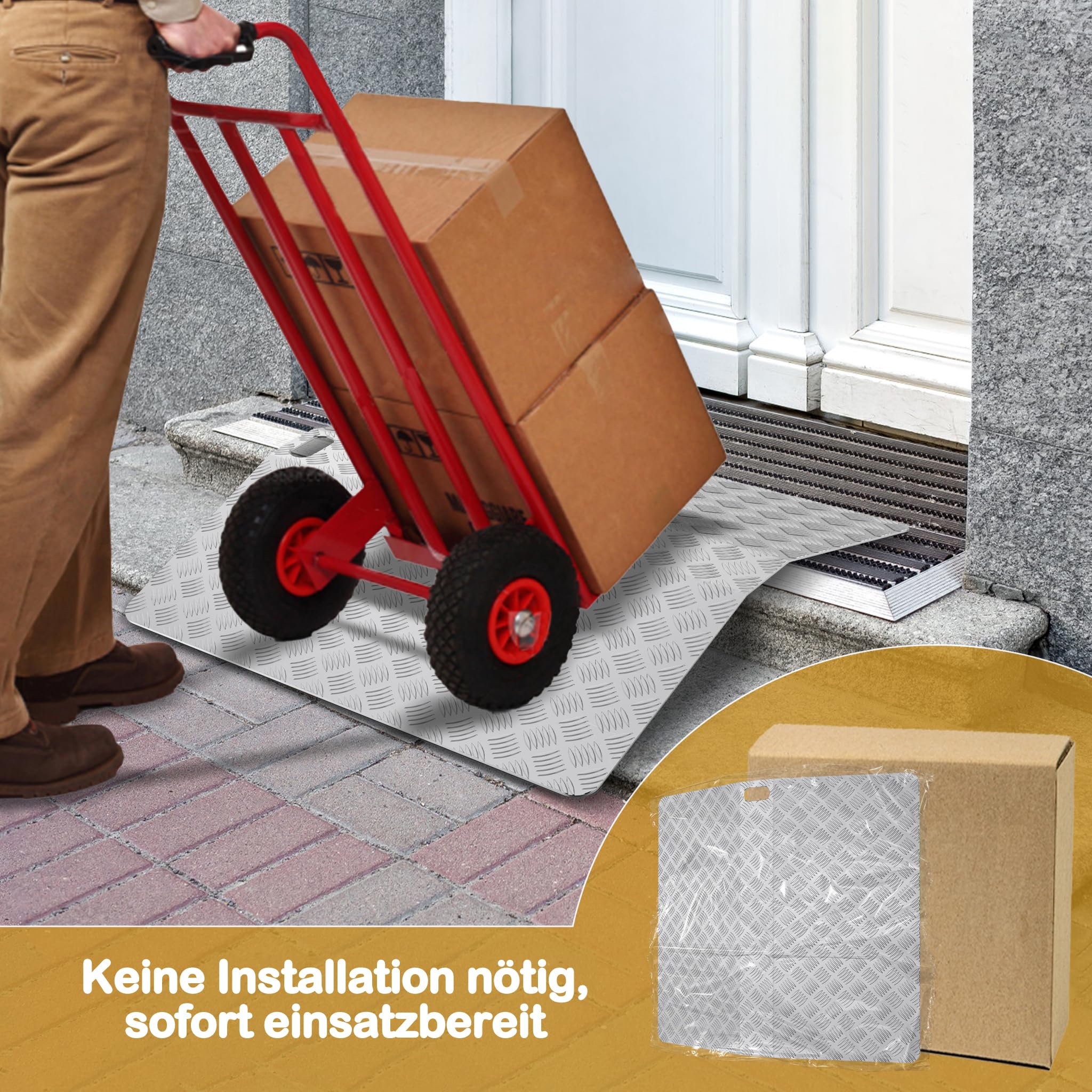 Rampa de umbral de aluminio para silla de ruedas, antideslizante, soporta hasta 270 kg, 60 cm de longitud