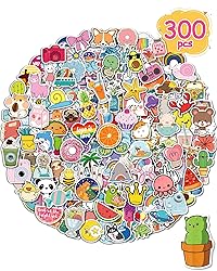 Sticker for Water Bottles, 300 Pcs/Pack Cute Vinyl Waterproof Vsco Laptop Stickers for School Students Gifts Classroom Teachers Prizes Stickers for Kids Teens Girls