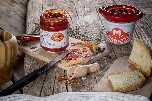 Moretti Nduja Calabrese Di Spilinga Artisan and Original Spicy Non-GMO Spreadable and Creamy 180g Jar (180g (Pack of 1)) - 4