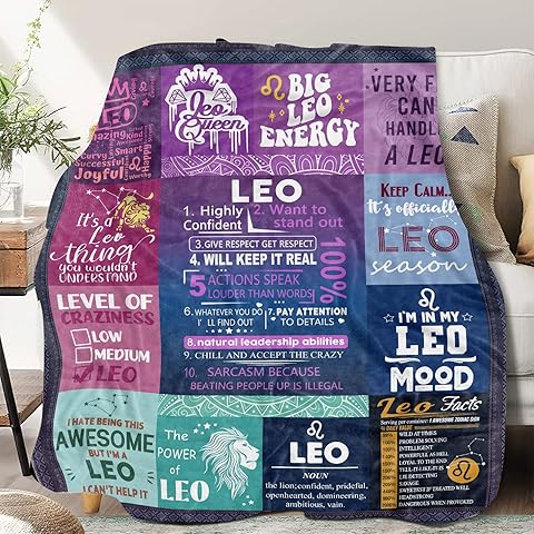 GOOMI Leo Gifts for Women, Leo Throw Blanket,Leo Zodiac Gifts for Women, Leo Astrology Throw Blanket Birthday Leo Gifts for Women Men 60