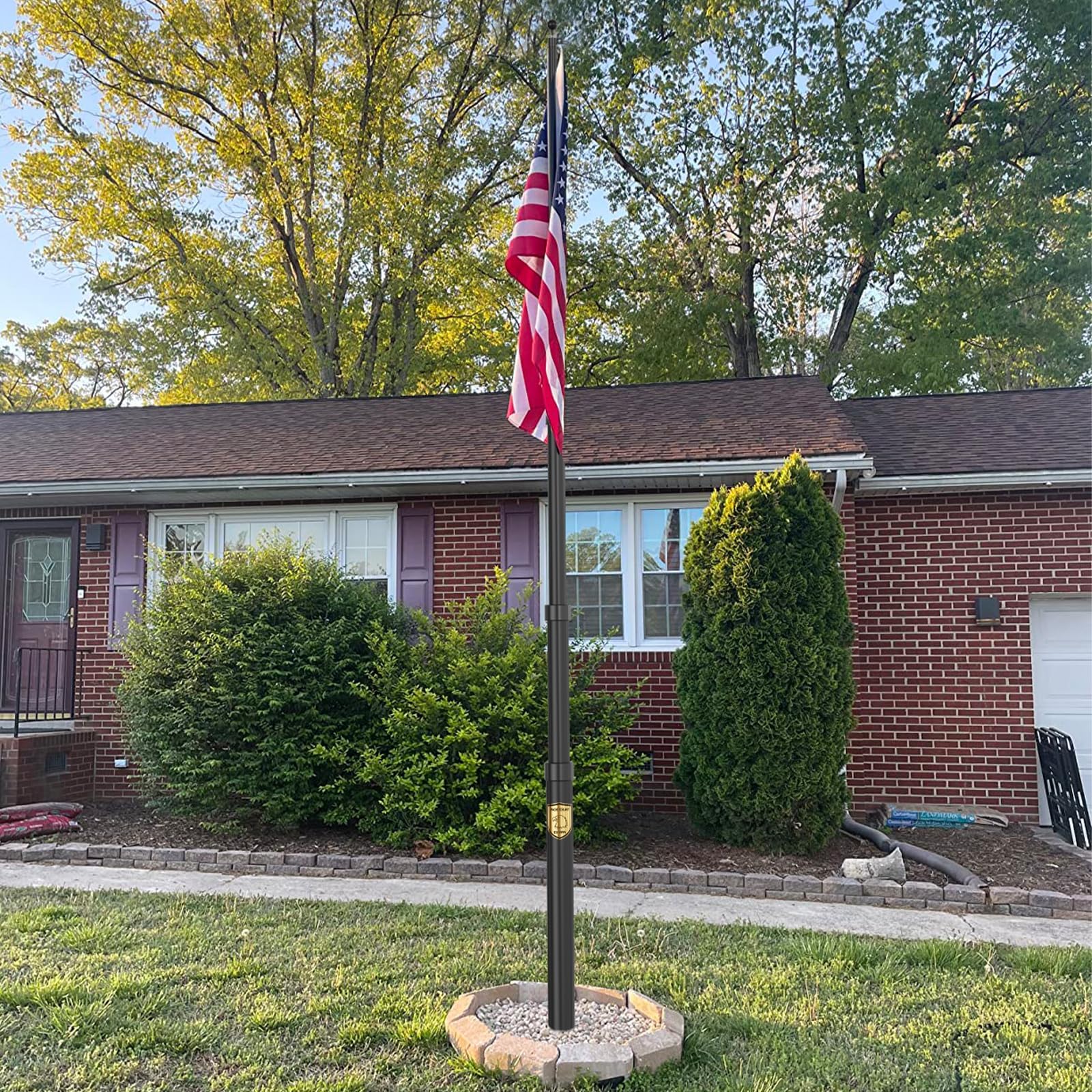 11 Gauge Telescoping Flag Pole for Outside House, 20 FT Heavy Duty 45K PSI & 95 HBW Hard Aerospace Aluminum Flagpole, 120MPH Wind Unbending Telescopic Outdoor In-Ground Flag Poles