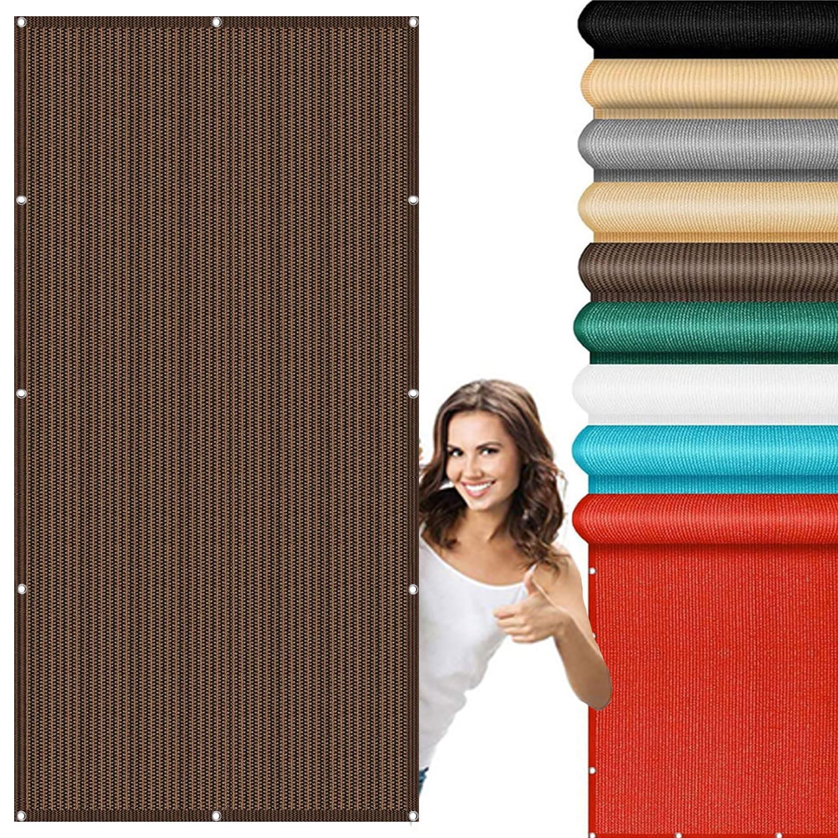 Voile d'ombrage rectangulaire 380x390 cm marron avec oeillets pour terrasse