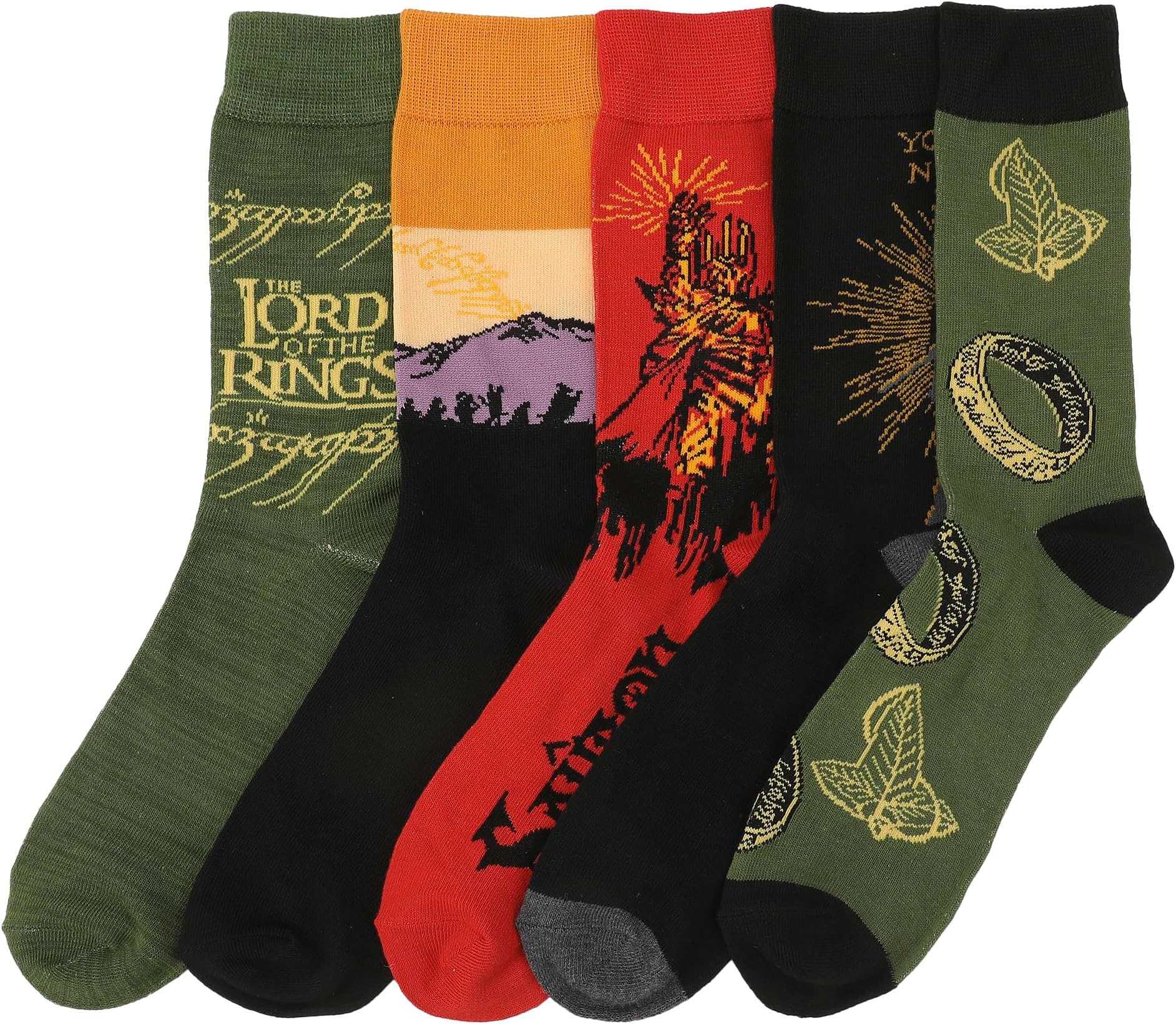 Lord Of The Rings Characters Adult 5-Pair Casual Crew Socks-OSFA