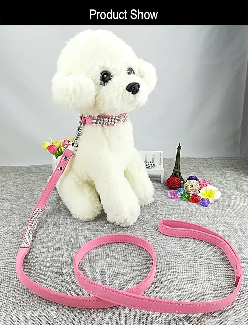 Foto 3 de 6 de Newtensina Collar de Perro Mode con Diamante y Correa Bling Cuello de Cachorros con Correa para Perros…