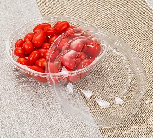 Vista 22 de Golden Apple, 50 juegos de cuencos desechables de plástico para servir rosas con tapas, recipientes grandes de plástico transparente desechables