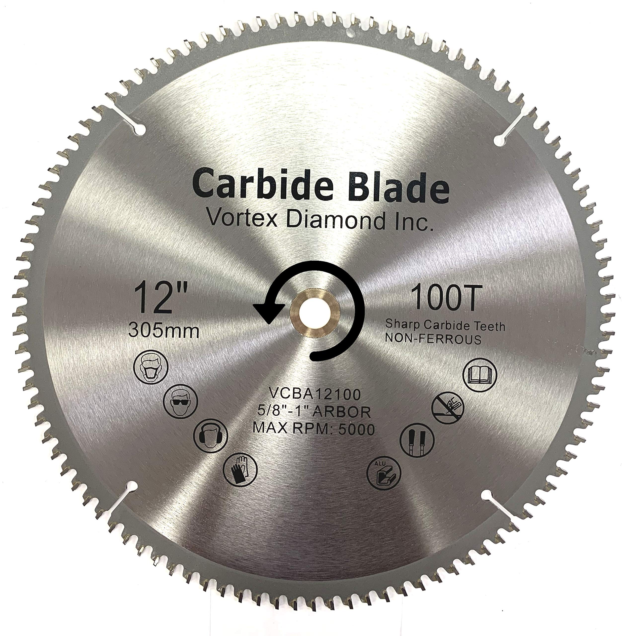 VORTEX DIAMOND VAB 12 Inch 100 Teeth TCT Non-Ferrous Metal Cutting Circular Saw Blade with 5/8"-1" Arbor (12 Inch 100 Teeth)