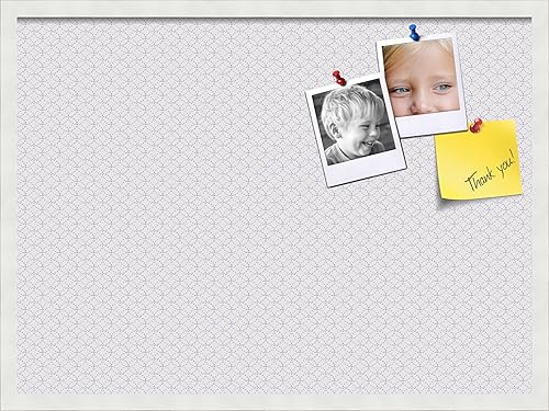 Miniatura 198 de PinPix Tablero de anuncios de corcho de 12 x 12 pulgadas. Este tablero decorativo enmarcado viene con diseño de círculos B W y un marco blanco