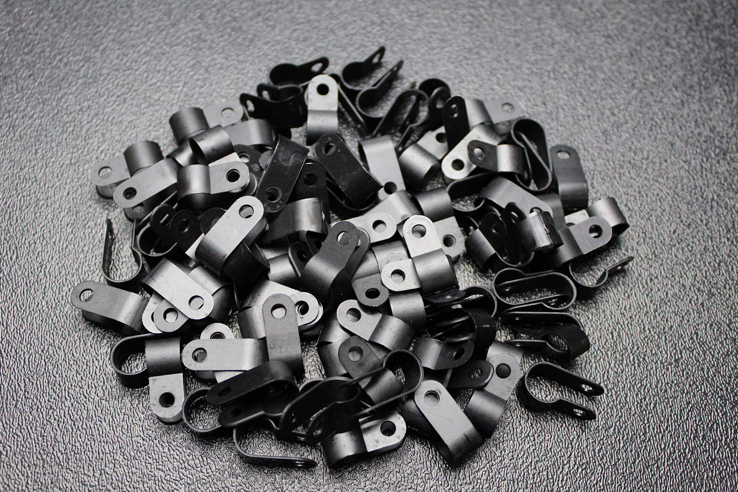 100-Pack 3/8 Inch Black Cable Clamps - Wire Tubing Holders, UV Resistant, Plastic