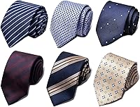 Passabin Men's Woven Jacquard Necktie Set 6-Pack - Microfiber Ties for Weddings, Office, Business 57.5"