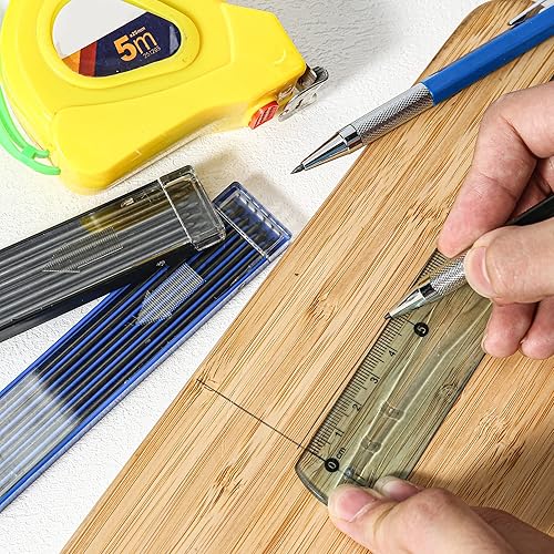 Miniatura 5 de Juego de lápices mecánicos de 0.079 pulgadas, 2 lápices de dibujo de carpintero de artista de 0.08 pulgadas con 2 tubos de repuesto (HB, 2B),