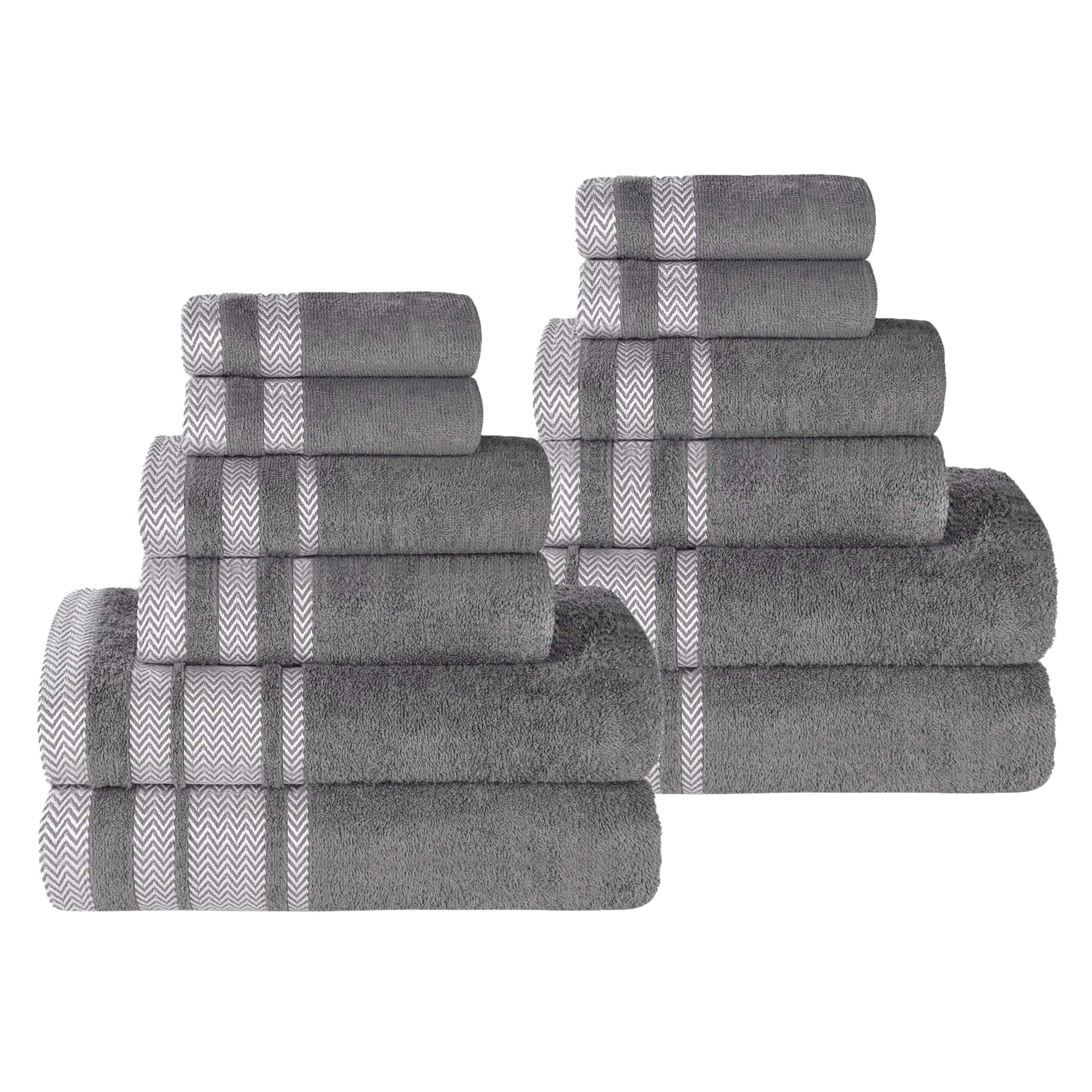Superior Cotton 12 Piece Towel Set, Plush Soft Absorbent Towels, Bathroom Essentials, Shower, Spa, Luxury, Fluffy, Quick Dry, 4 Bath, 4 Hand, 4