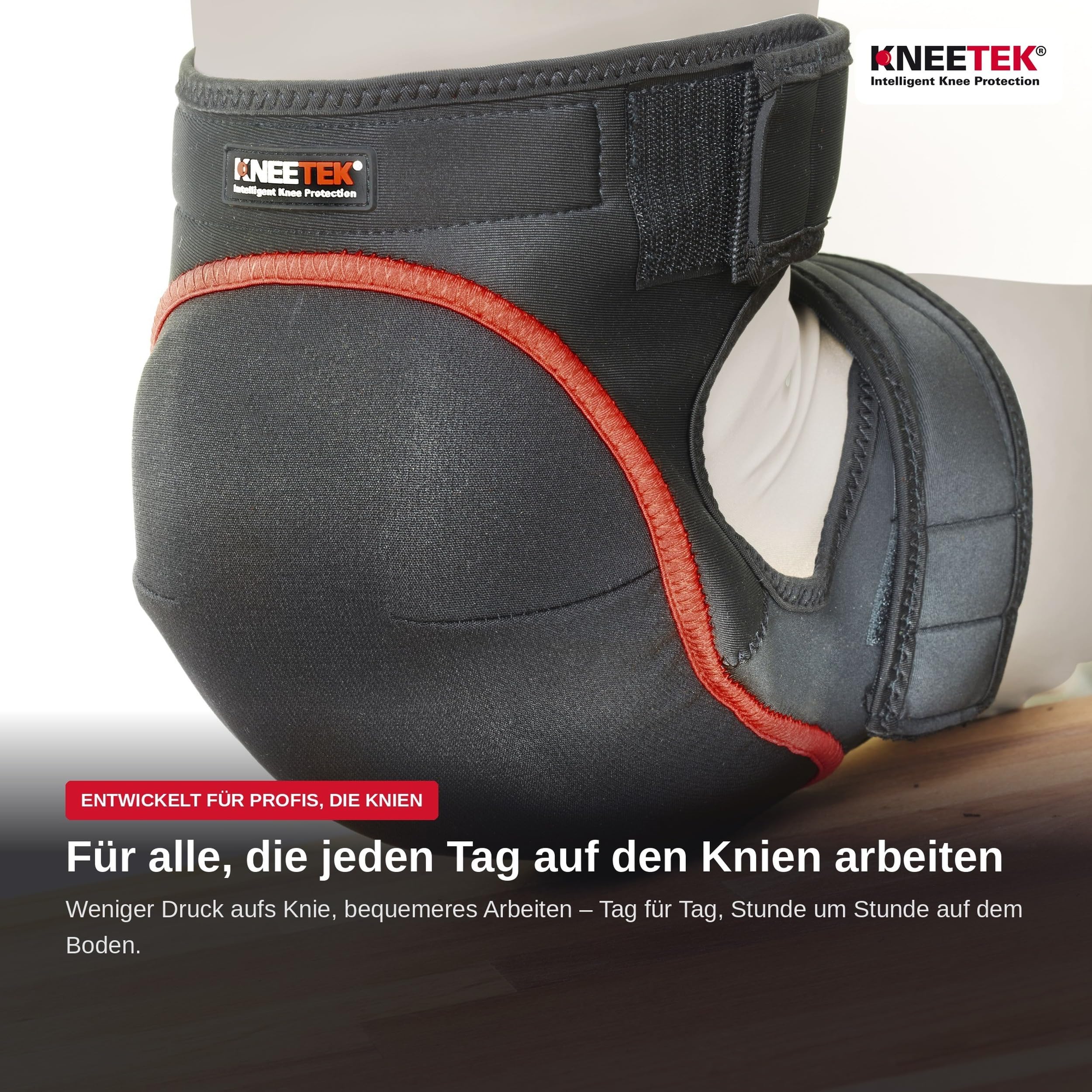 Kneetek WaveTek - Knieschoner für Parkett-, Fliesen- und Teppichleger | Mit ergonomisch vorgeformtem 3-D WavePad, abriebfest, rutschsicher, geprüft nach EN 14404, 1 Paar