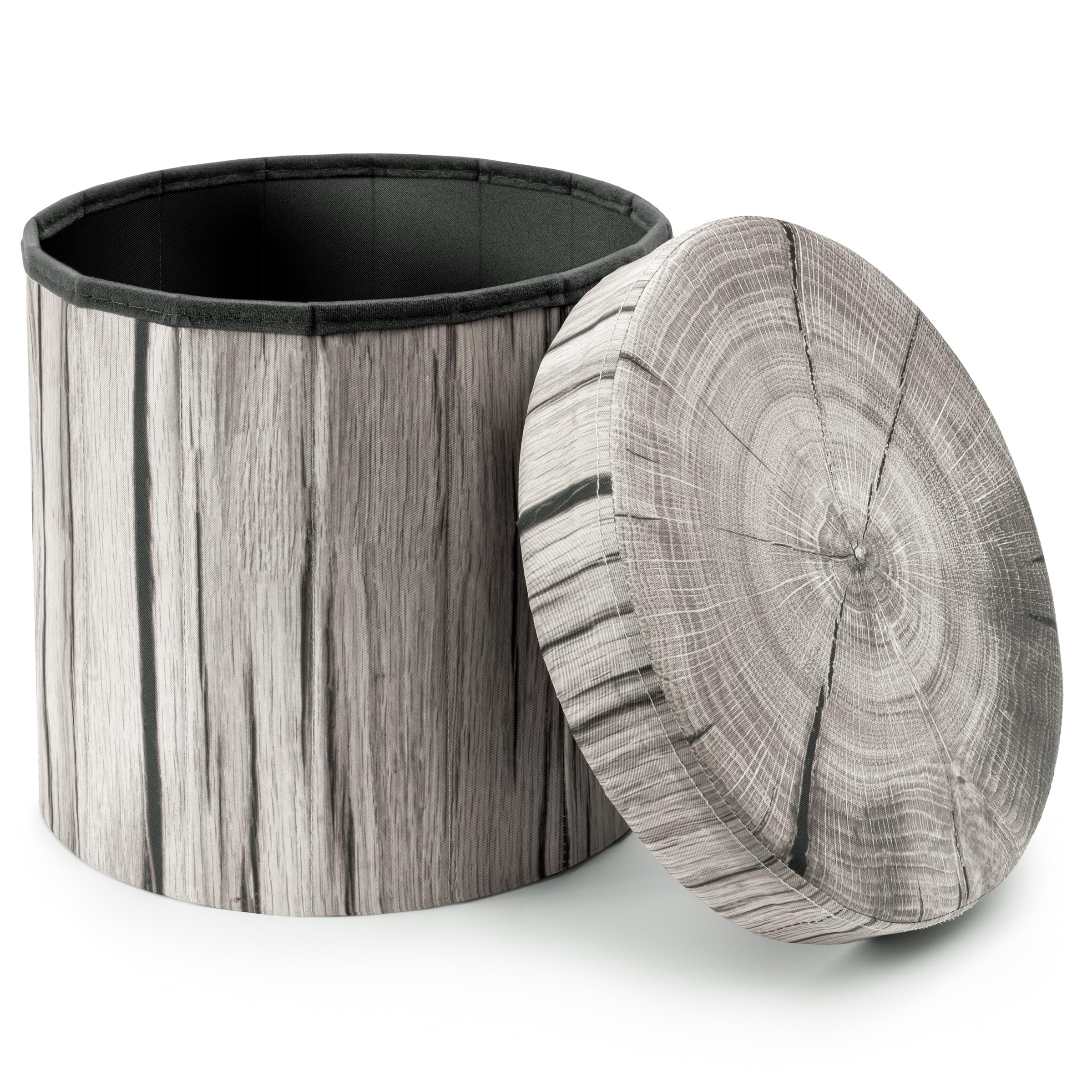 Sorbus Tree Stump Stool, Storage Ottoman 15 Inch Fake Tree Stumps Log Stool Storage, Artificial Tree Trunk, Perfect Footstool Kids Toy Chest, Rustic Log Cabin Decor Bench, Pedestal - Light Gray