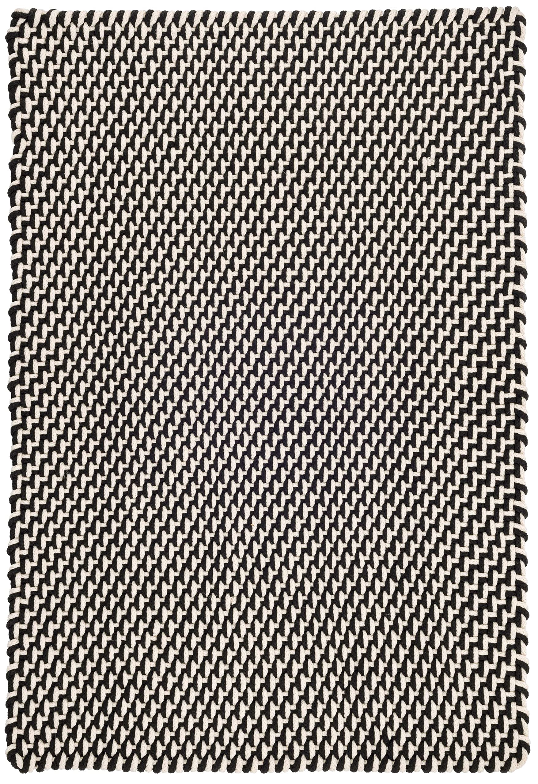 Dash and Albert Two-Tone Rope Indoor/Outdoor Area Rug - 4' x 6' Black & Ivory Graphic Handwoven Washable Accent Rug - Durable, Fade Resistant, High