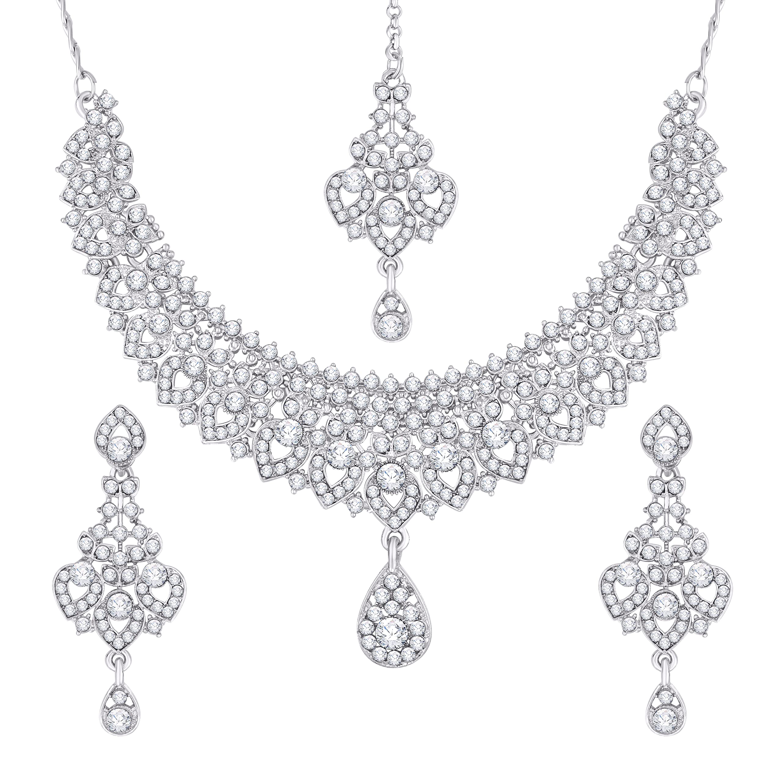 Atasi International Queen of Diamonds Silver Plated Alloy Choker Necklace Set For Women (R5392) (B09RJC3512) Amazon Price History, Amazon Price Tracker
