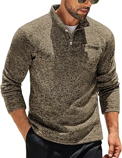 Men's Quarter Button Sweatshirt Casual Pullover Fleece Sweater