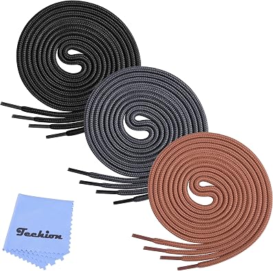 3Pair Round Shoelaces 47 Inch, Athletic Shoe Laces for Sneakers, Boots and Shoes - Shoe Strings