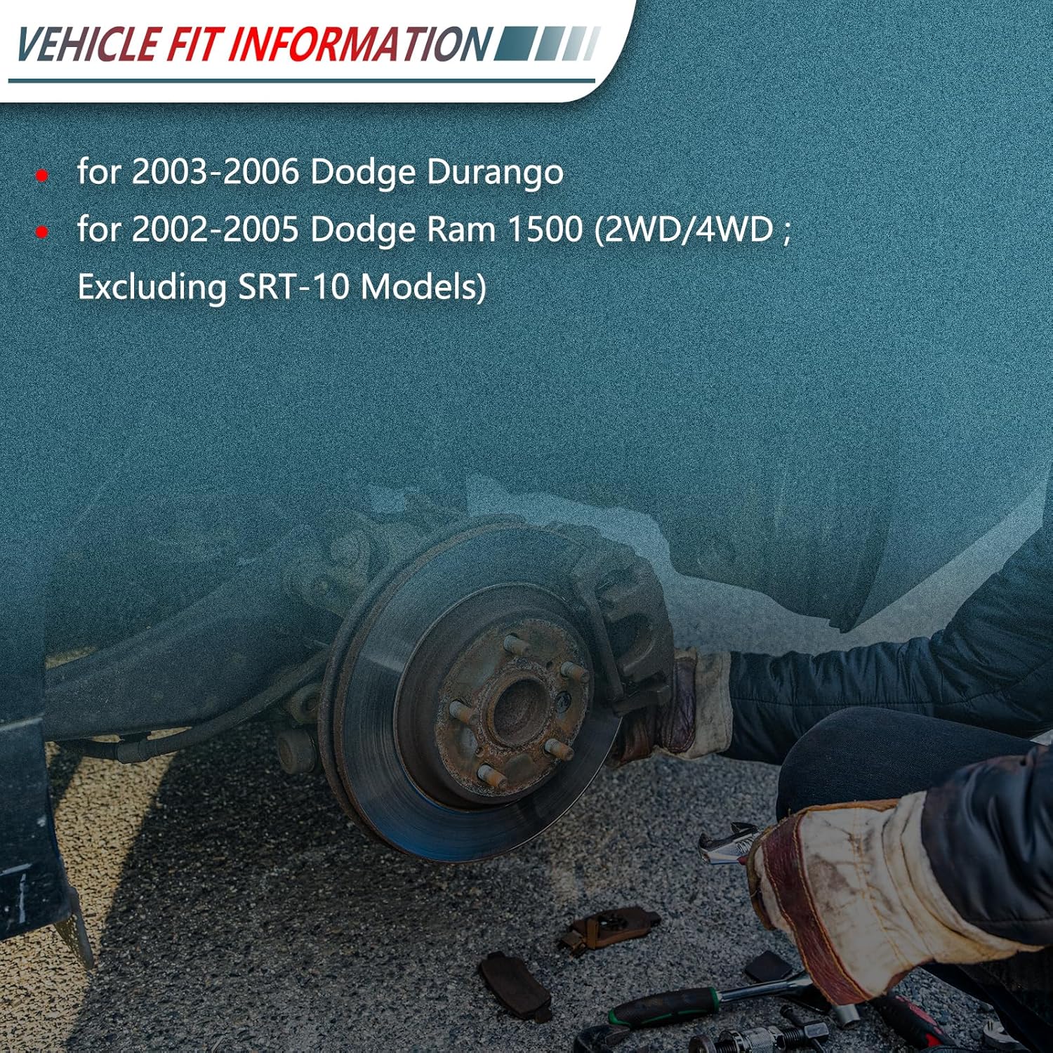 8pcs Front Rear Ceramic Brake Pads for 2003-2006 Dodge Durango, for 2002-2005 Dodge Ram 1500 (D966 D898)