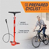 Vista 6 de Bikeroo Bike Pump w/Pressure Gauge - Portable Bicycle Tire Inflator & Ball Pump w/Anti-Slip Base - 160 PSI Schrader Presta Valve Compatible