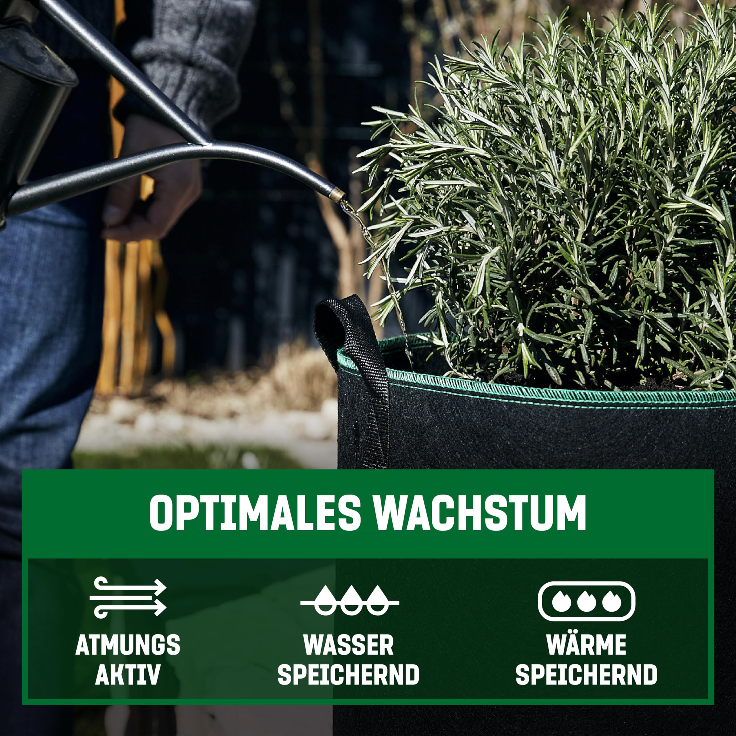 GardenGloss Pflanzsack (5 Stück) - Pflanztasche aus Vliesstoff - 60L | Für Kartoffeln & Tomaten - Für Innen & Außen - Aus Vliesstoff - Wiederverwendbar