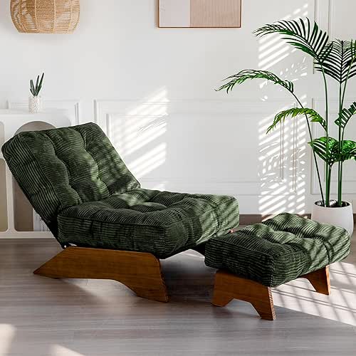 MAXYOYO Accent Chair with Ottoman, Tufted Living Room Upholstered Lounge